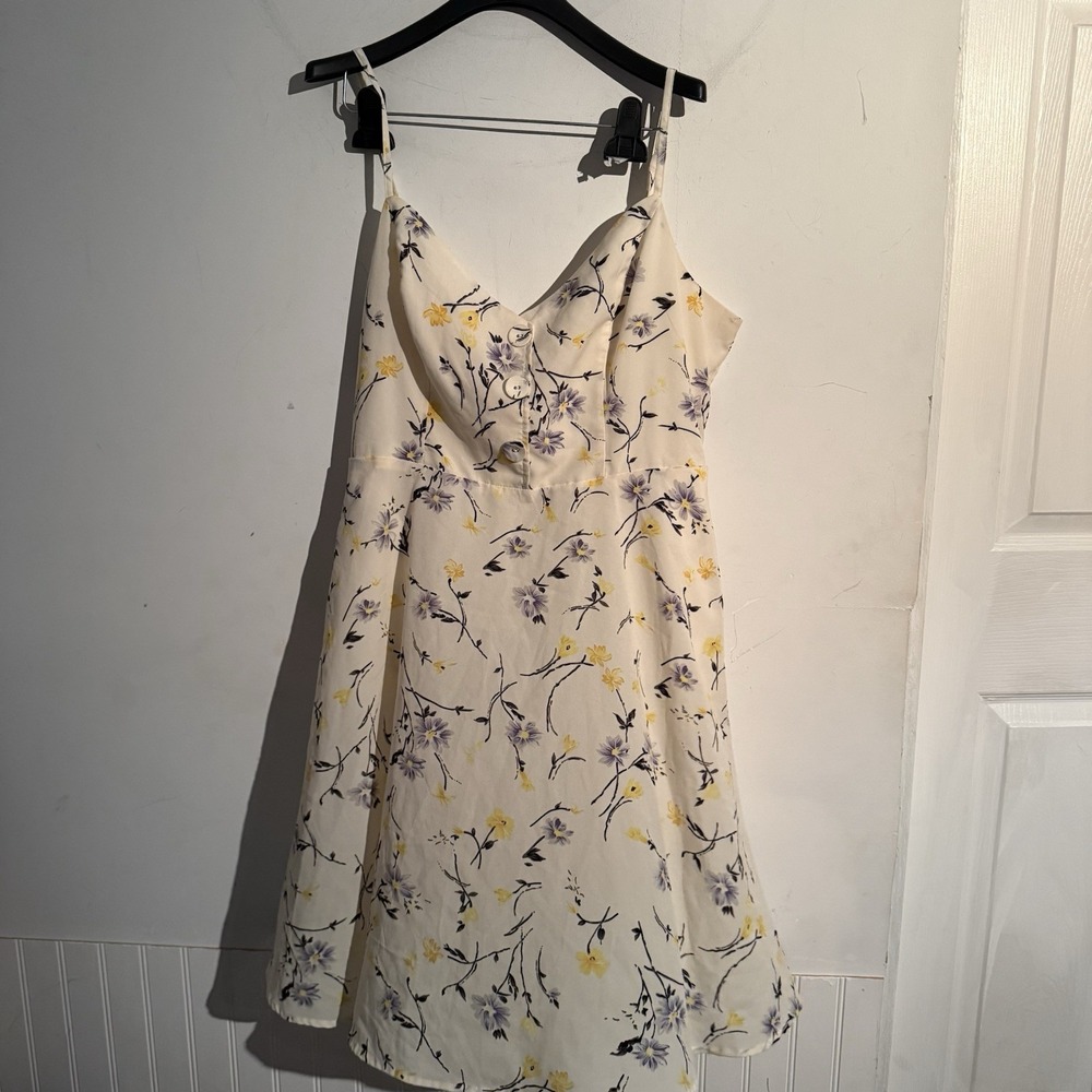 Modcloth Womens Floral Dress Large Spaghetti Strap Sundress Cottagecore Boho